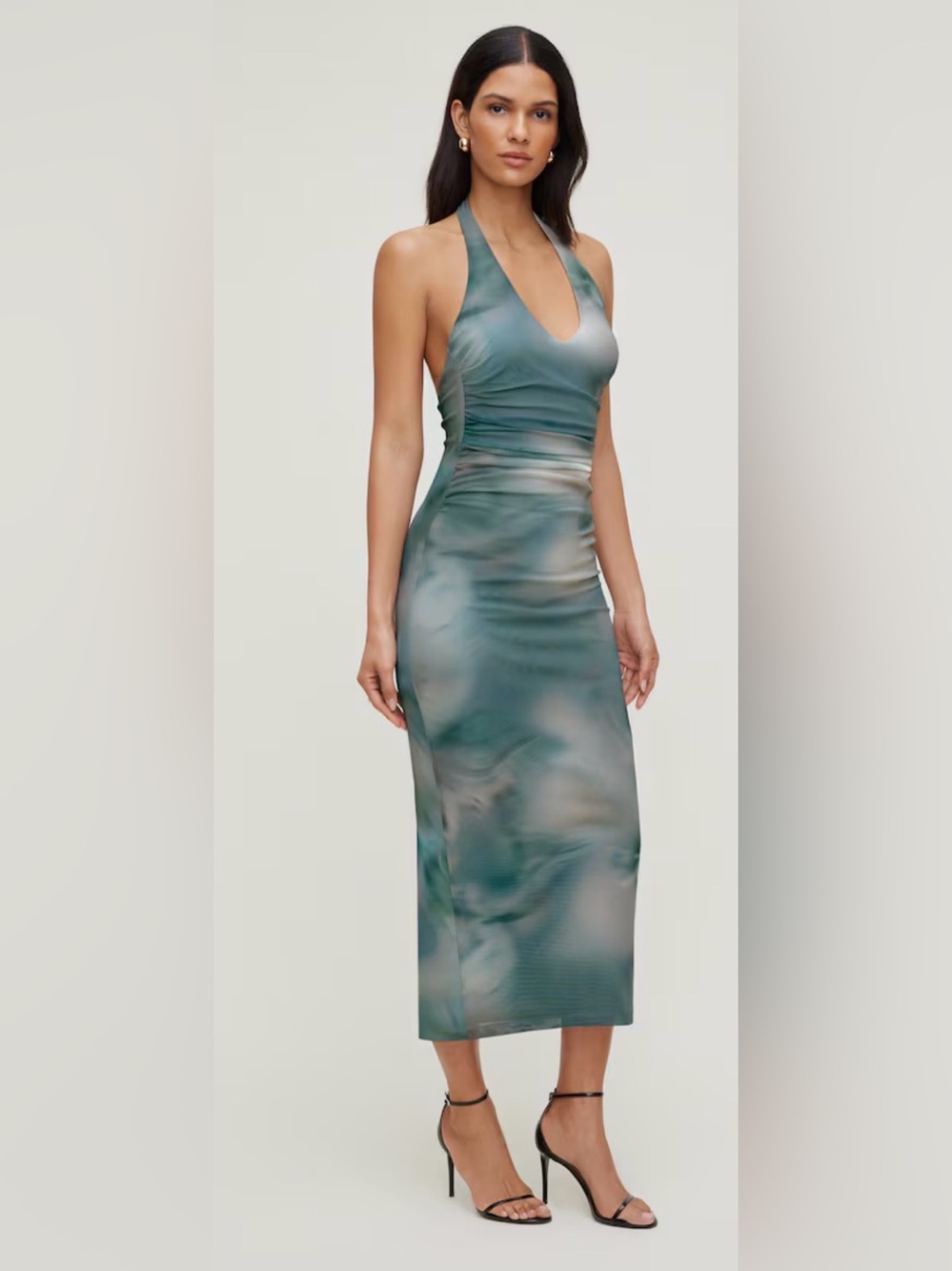 Dynamite Reia Halter Mesh Maxi Dress XS